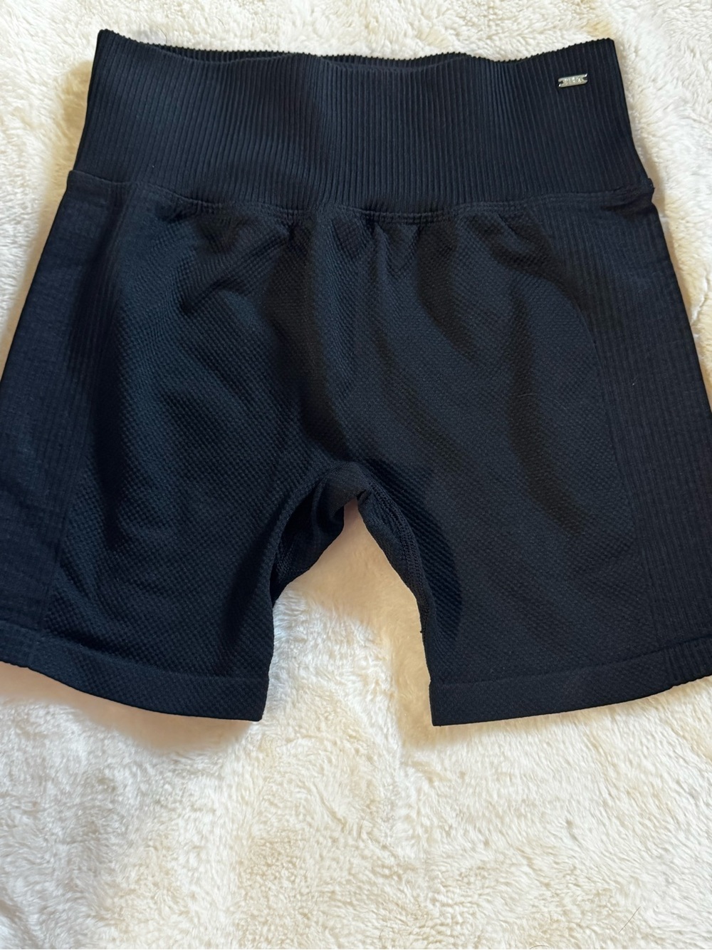 PINK Victoria's Secret Black Ribbed High-Rise Bike Shorts